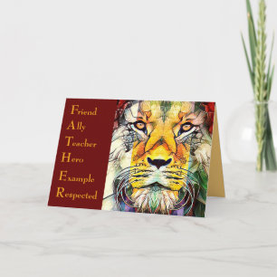 Lion Wildlife Art Father Acronyme Fathers Day Kaart