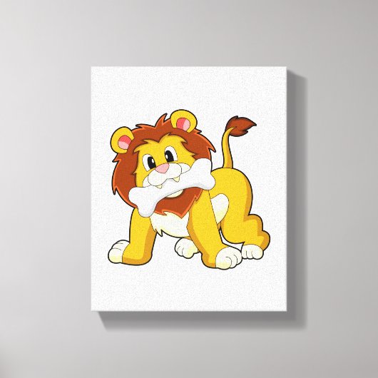 Lion with Bone Canvas Afdruk (Voorkant)