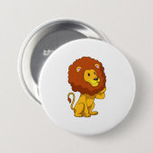 Lion with Curls Ronde Button 7,6 Cm (Voorkant /achterkant)