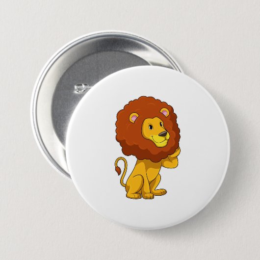 Lion with Curls Ronde Button 7,6 Cm (Voorkant /achterkant)