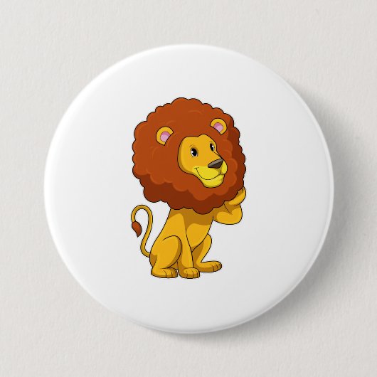 Lion with Curls Ronde Button 7,6 Cm (Voorkant)
