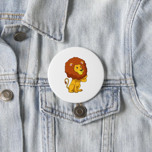 Lion with Curls Ronde Button 7,6 Cm (In situ)
