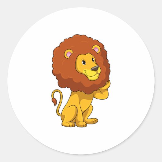 Lion with Curls Ronde Sticker (Voorkant)
