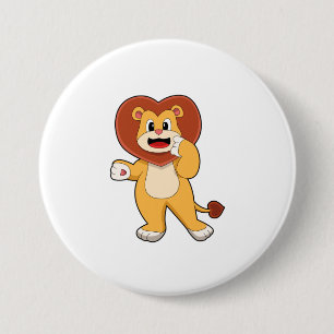 Lion with Heart Ronde Button 7,6 Cm