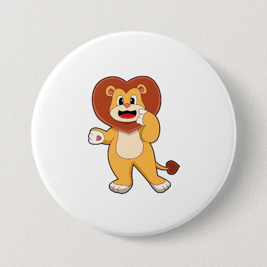 Lion with Heart Ronde Button 7,6 Cm (Voorkant)