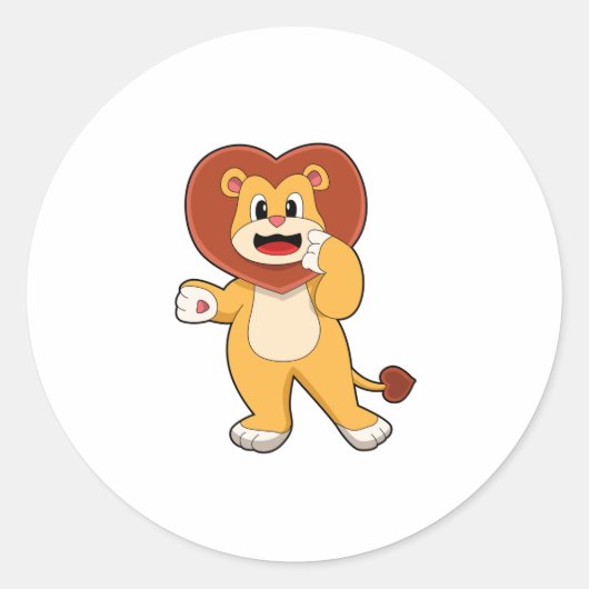Lion with Heart Ronde Sticker (Voorkant)
