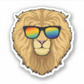 Lion with Sunglasses Sticker (Voorkant)