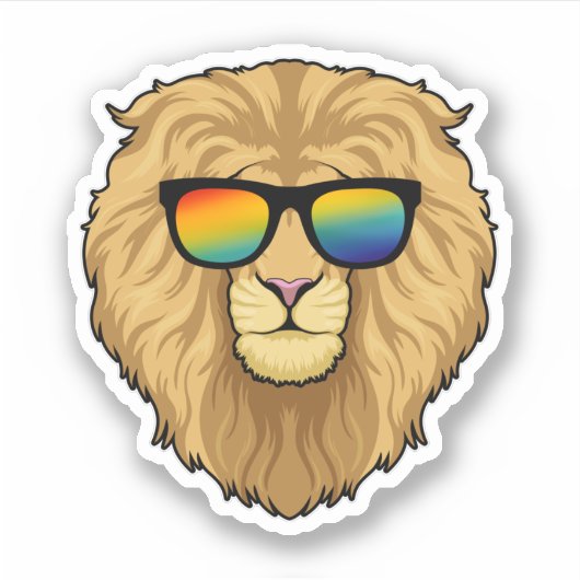 Lion with Sunglasses Sticker (Voorkant)