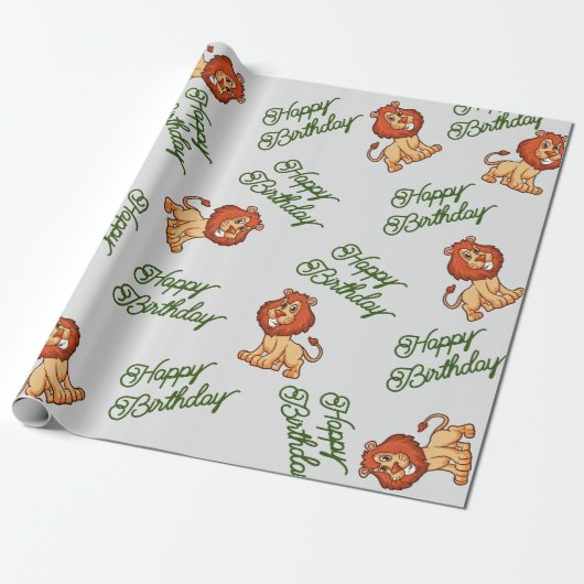 Lion Wrapping Paper Cadeaupapier (Uitgerold)