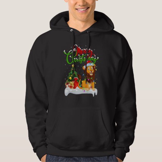 Lion   Xmas Decorations Santa Lion Christmas Hoodie (Voorkant)