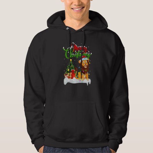 Lion Xmas Decorations Santa Lion Christmas Hoodie (Voorkant)