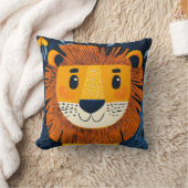 Lion Yellow Oranje Blue Kinder Safari Kwekerij Kam Kussen (Deken)