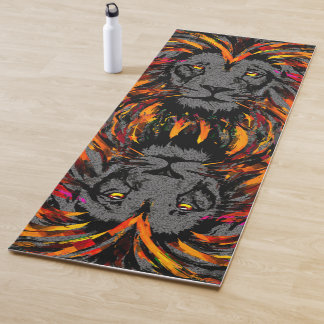 Lion Yoga Mat | Illustratie Oranje donkere leeuwen