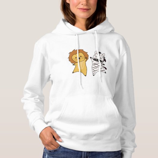 Lion Zebra dierentuin kalvee tegen kinderen Safari Hoodie (Voorkant)