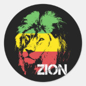 Lion Zion Ronde Sticker (Voorkant)