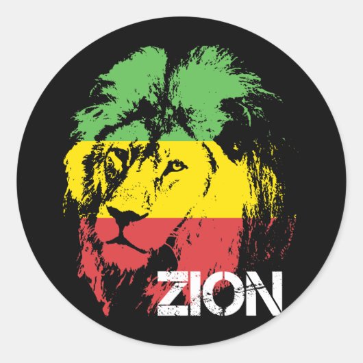 Lion Zion Ronde Sticker (Voorkant)