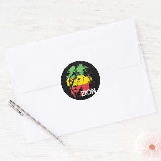 Lion Zion Ronde Sticker (Envelop)