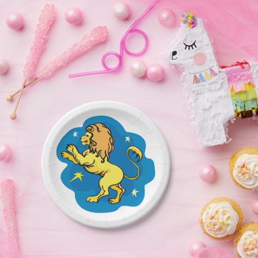 Lion Zodiac Papieren Bordje (Feest)