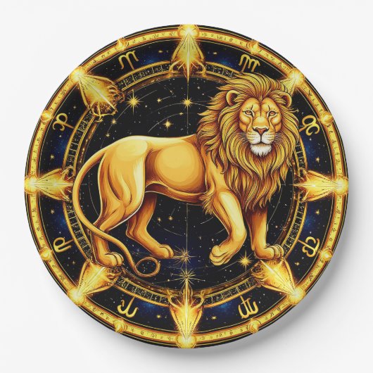 Lion Zodiac symbool boven hemelse sterrenachtergro Papieren Bordje (Voorkant)