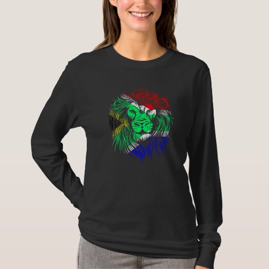 Lion Zuid-Afrikaanse vlag Zuid-Afrika T-shirt (Voorkant)