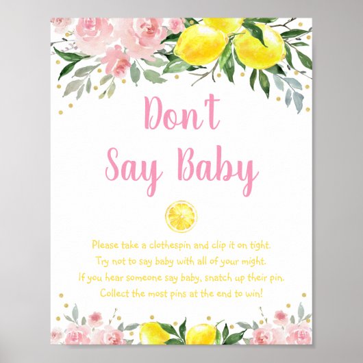 Lionade roze Floral zeg niet Baby gaam Poster (Voorkant)