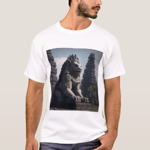 Lionbeeld met Prambanan-tempel op de achtergrond T-shirt