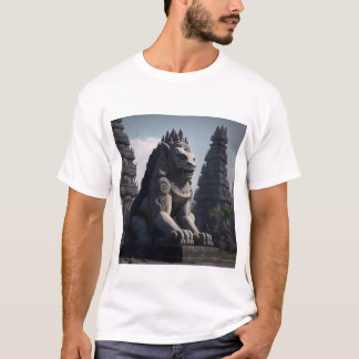 Lionbeeld met Prambanan-tempel op de achtergrond T-shirt