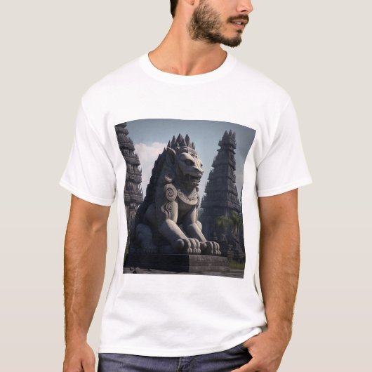 Lionbeeld met Prambanan-tempel op de achtergrond T-shirt (Voorkant)