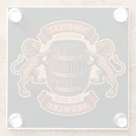 lioneiken loop Aangepaste bierbrouwerij Glazen Onderzetter (Achterkant)