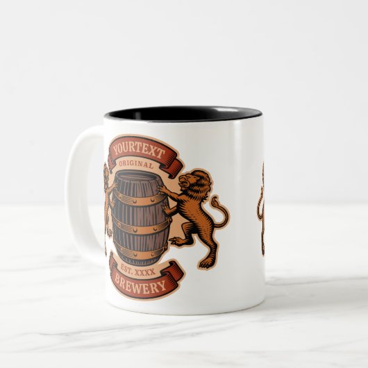lioneiken loop Aangepaste bierbrouwerij Tweekleurige Koffiemok (Voorkant links)