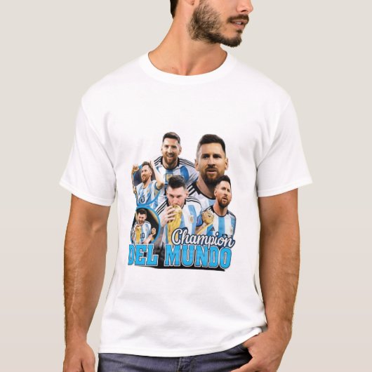 Lionel Messi Champion Del Mundo Argentina World T-shirt (Voorkant)