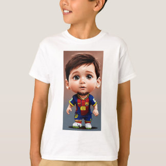 Lionel Messi schattige baby cartoon realist grote  T-shirt