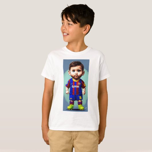 Lionel Messi schattige baby cartoon realist grote  T-shirt (Voorkant volledig)
