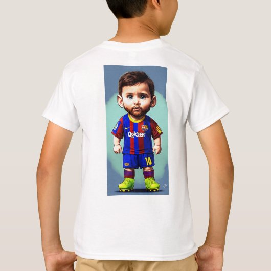 Lionel Messi schattige baby cartoon realist grote  T-shirt (Achterkant)