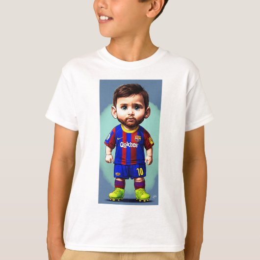 Lionel Messi schattige baby cartoon realist grote  T-shirt (Voorkant)