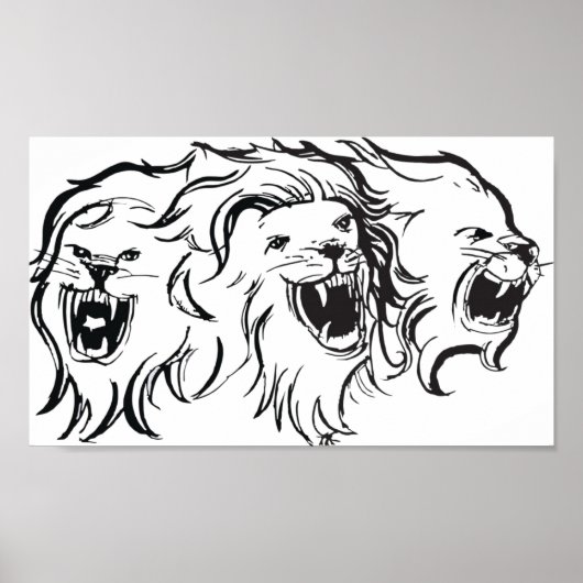 Lionen aan de muur poster (Voorkant)