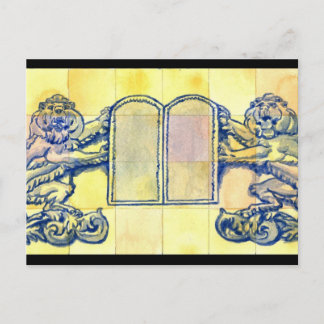 Lionen met tien geboden tablets briefkaart