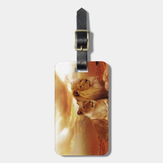 Lionen ontspannen in Afrika Bagagelabel (Voorkant verticaal)