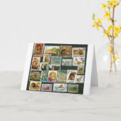 Lionen op postzegels kaart (Gele Bloem)