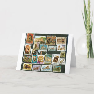 Lionen op postzegels kaart