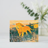 Lionenkunst verbrand briefkaart (Staand voorkant)