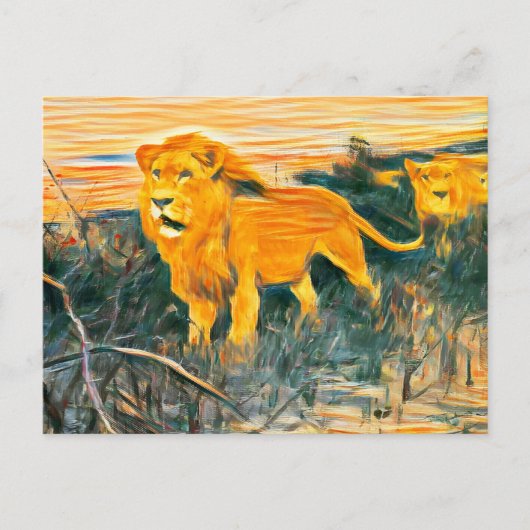Lionenkunst verbrand briefkaart (Voorkant)