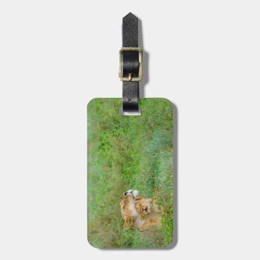 Lioness & Baby Bagagelabel (Voorkant verticaal)