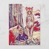 Lioness by the montains briefkaart (Voorkant)