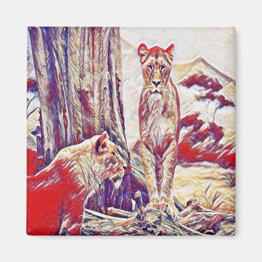 Lioness by the montains magneet (Voorkant)