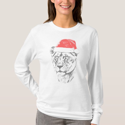 Lioness Christmas Hat T-shirt (Voorkant)