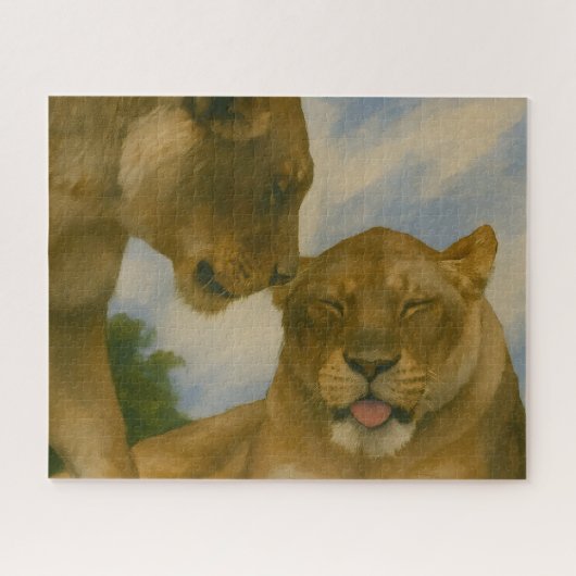 Lioness Companship in het Gouden Licht Legpuzzel (Horizontaal)