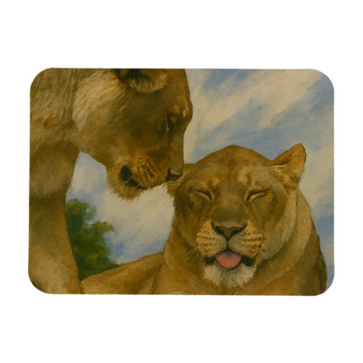 Lioness Companship in het Gouden Licht Magneet (Horizontaal)