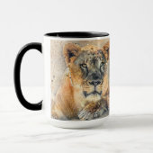 Lioness fotografie Moderne Waterverf Mok (Links)
