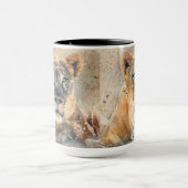 Lioness fotografie Moderne Waterverf Mok (Midden)